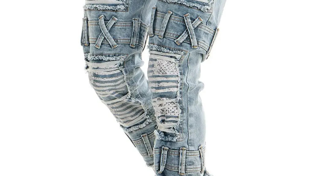 Light wash ripped skinny jeans for men - jeans size chart