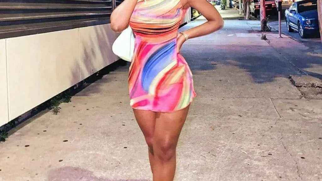 Colorful dress used for a practical sustainable fashion shopping guide