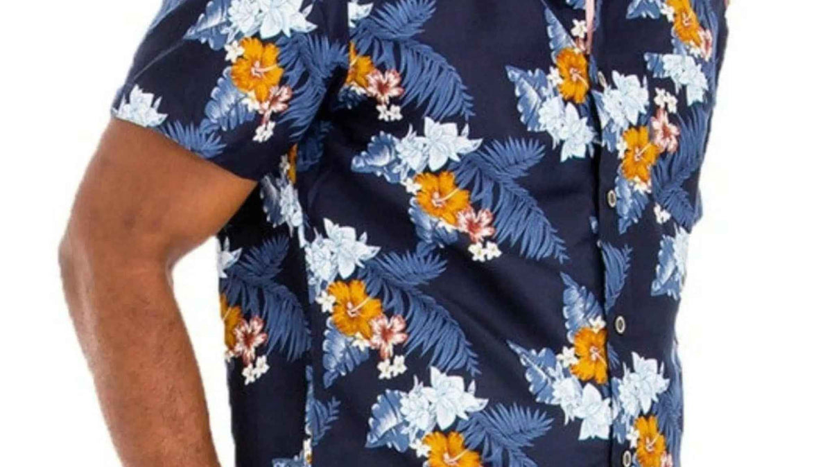 Men's Hawaiian print button shirt - retro 70s men's tops
