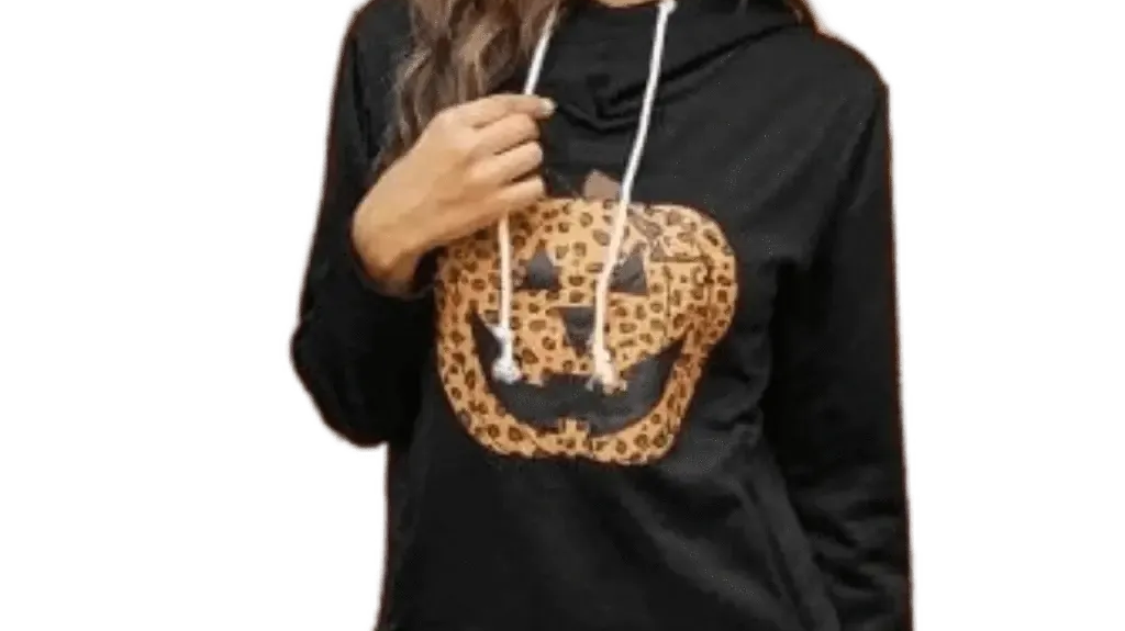 Women's cowl pumpkin black hoodie - Halloween party outfit without a costume