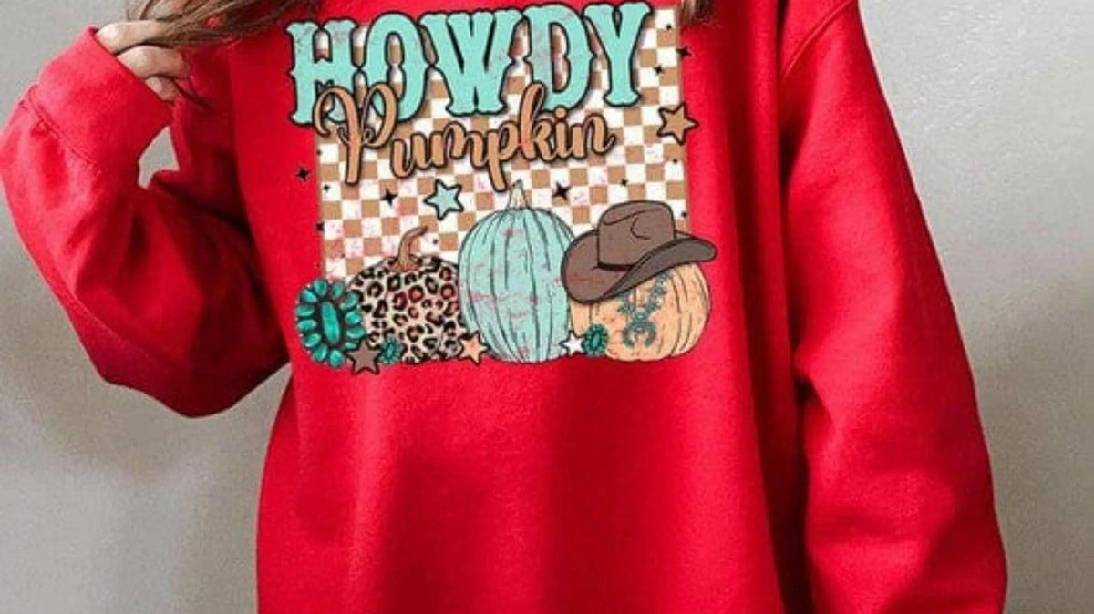 Pumpkin fleece graphic sweater - coordinated Halloween family looks