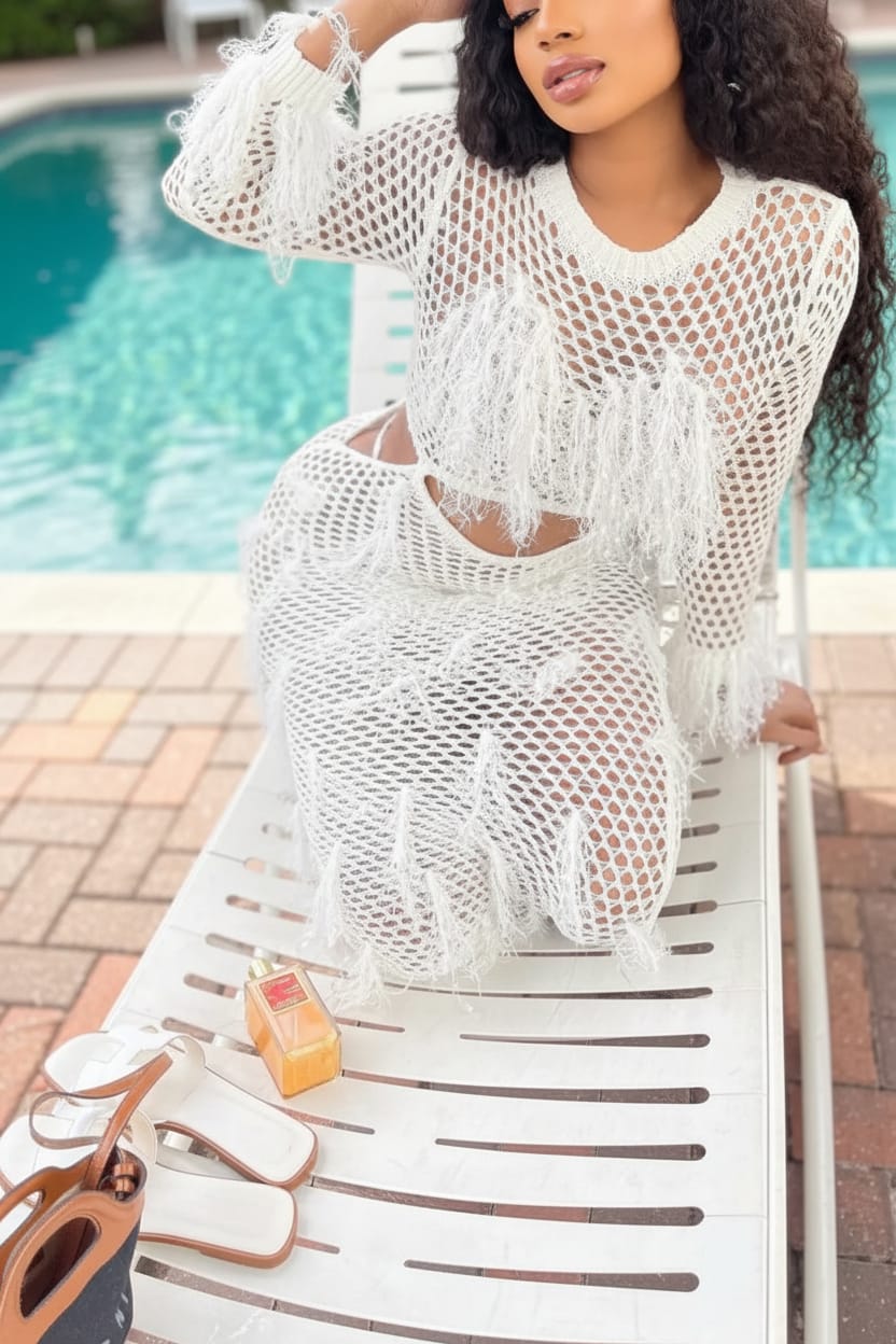 Summer Lover hollow knit beach maxi dress - Epicplacess