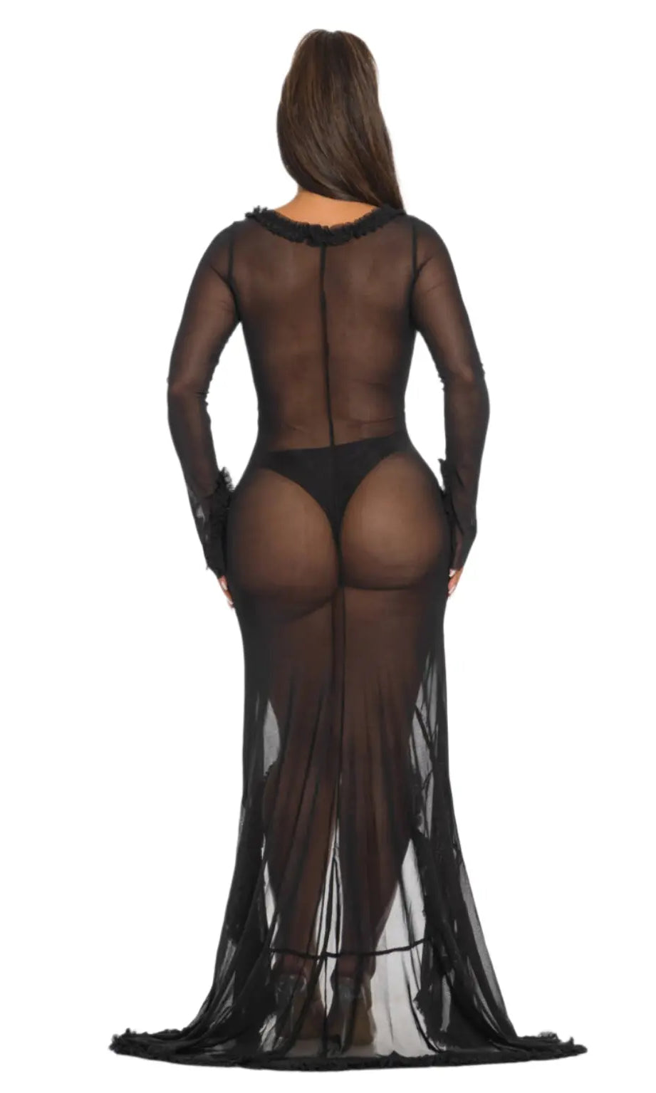 Kiana Cut Out Ruffle Mesh Maxi Dress - Epicplacess