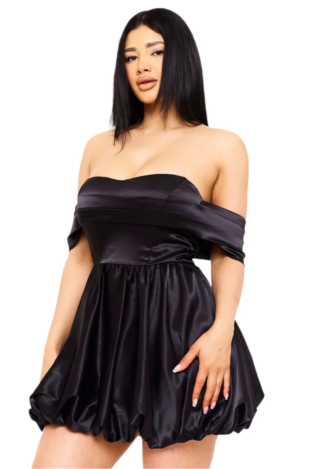 Satin Off The Shoulder Mini Dress - Epicplacess