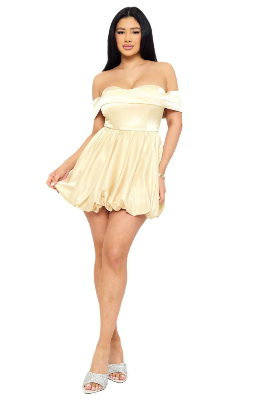 Satin Off The Shoulder Mini Dress - Epicplacess