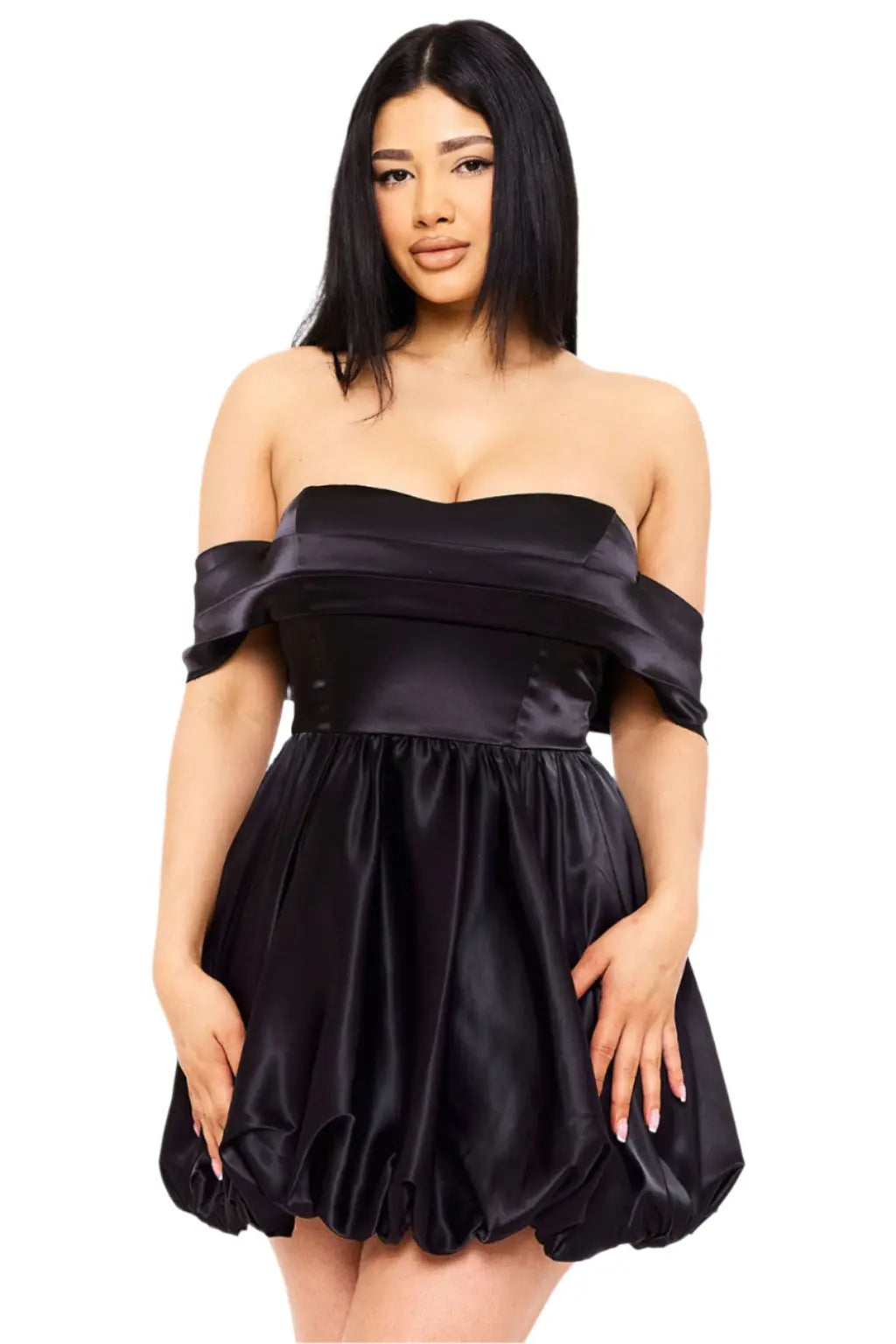 Satin Off The Shoulder Mini Dress - Epicplacess