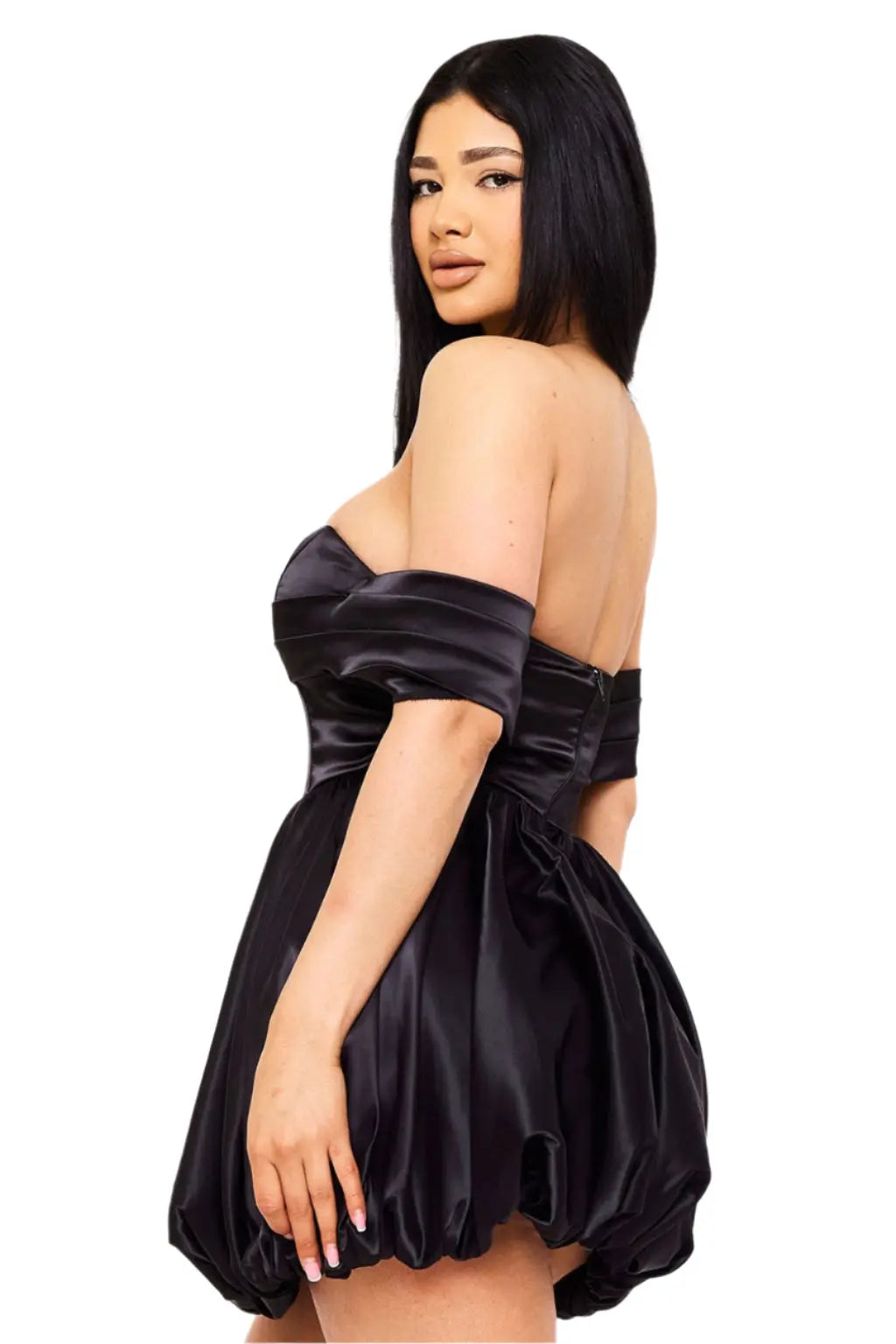 Satin Off The Shoulder Mini Dress - Epicplacess