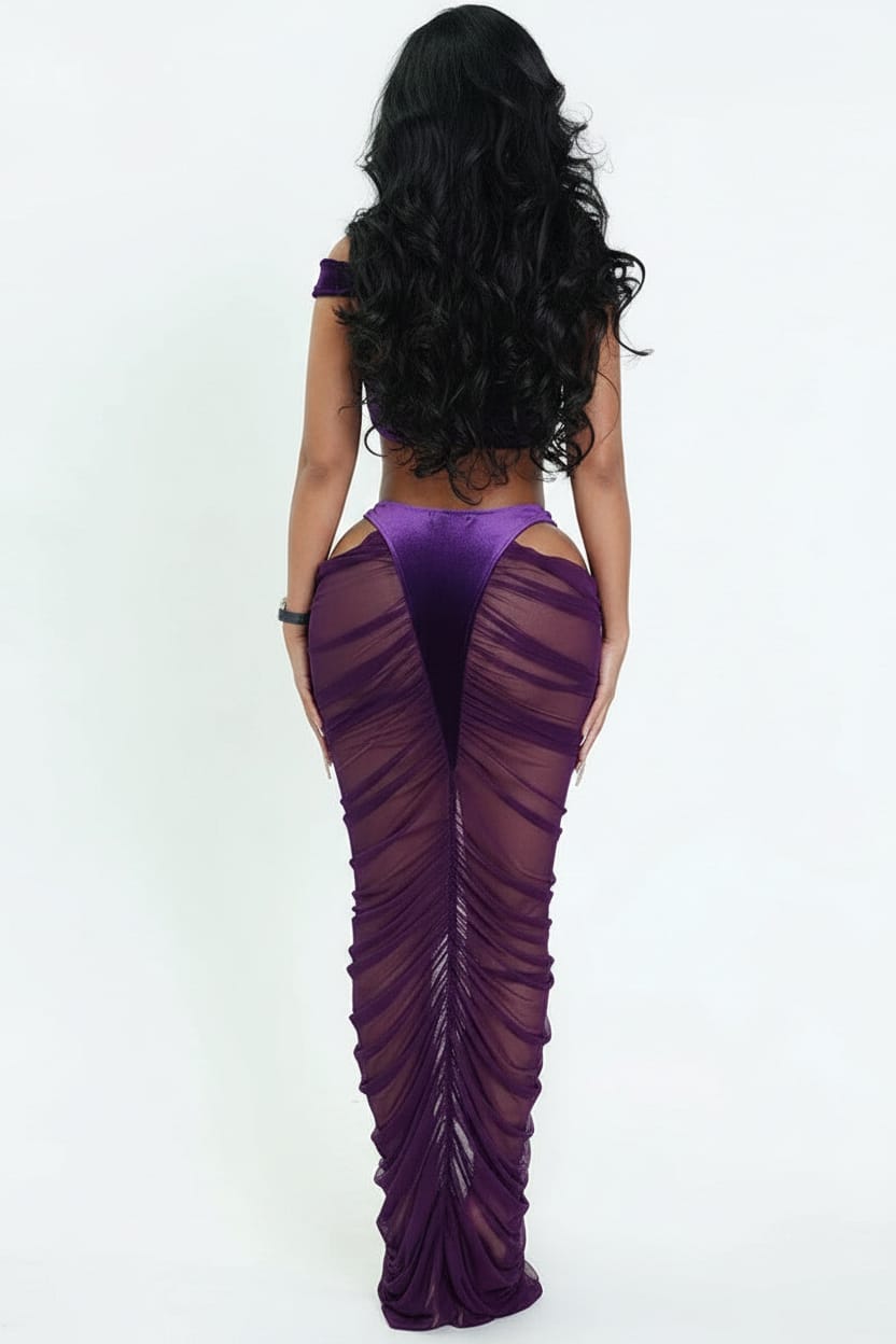 Purple off-shoulder skirt set detail - Epicplacess