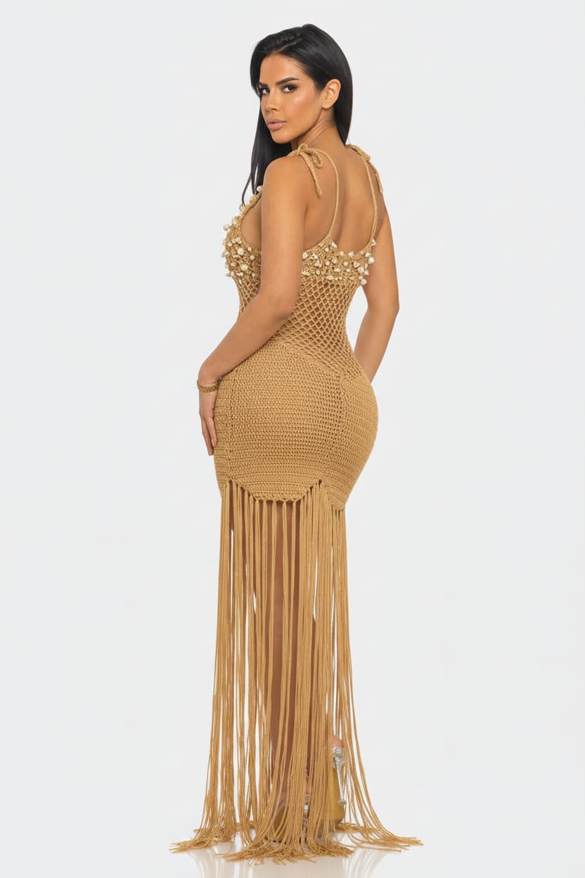 Gold fringe dress detail - Epicplacess