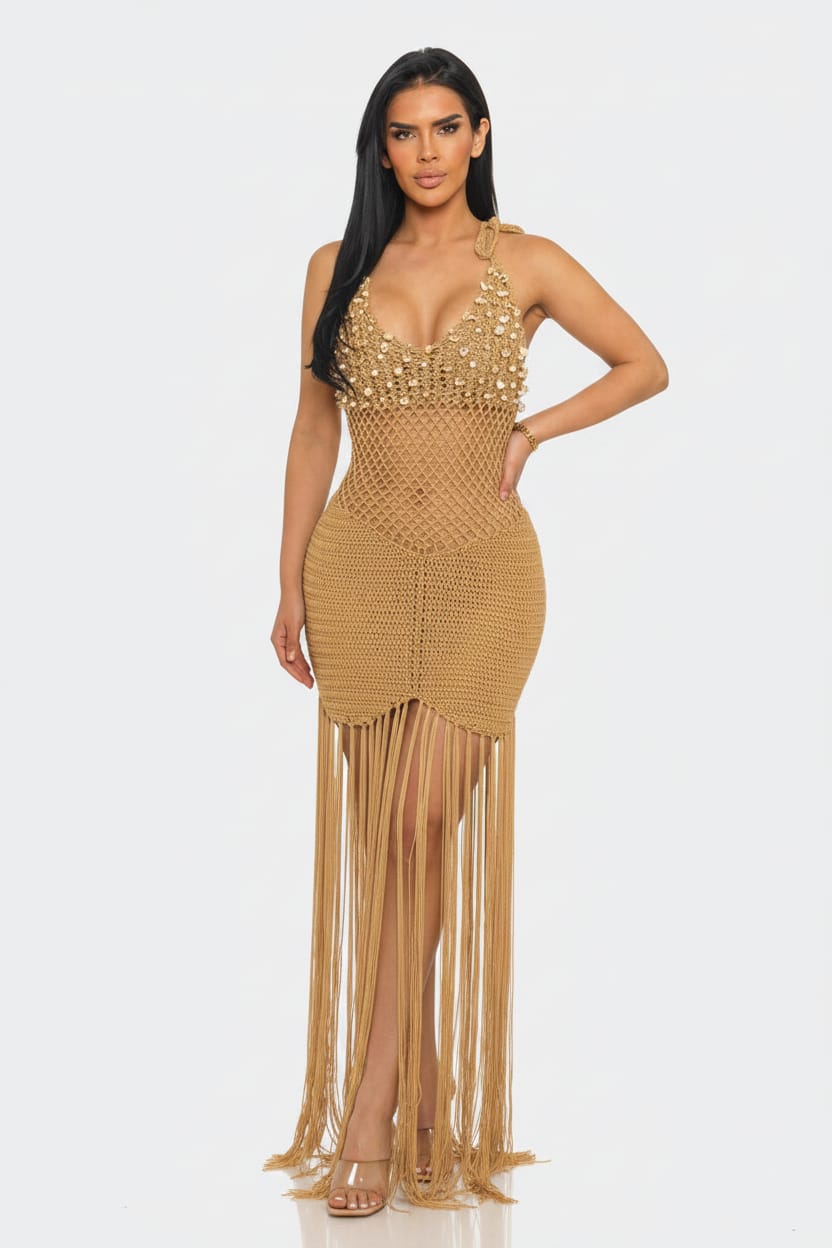 Gold fringe dress - Epicplacess