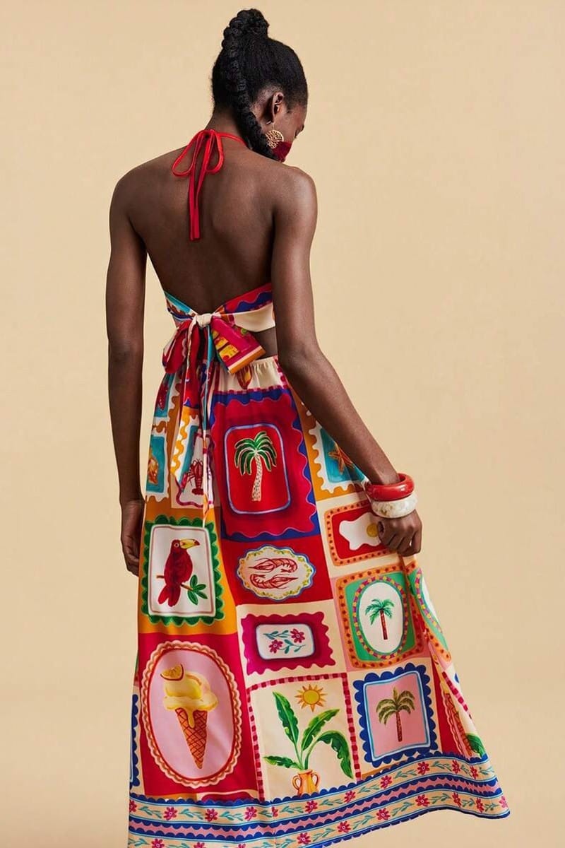 Tropical maxi dress outfit view - Epicplacess