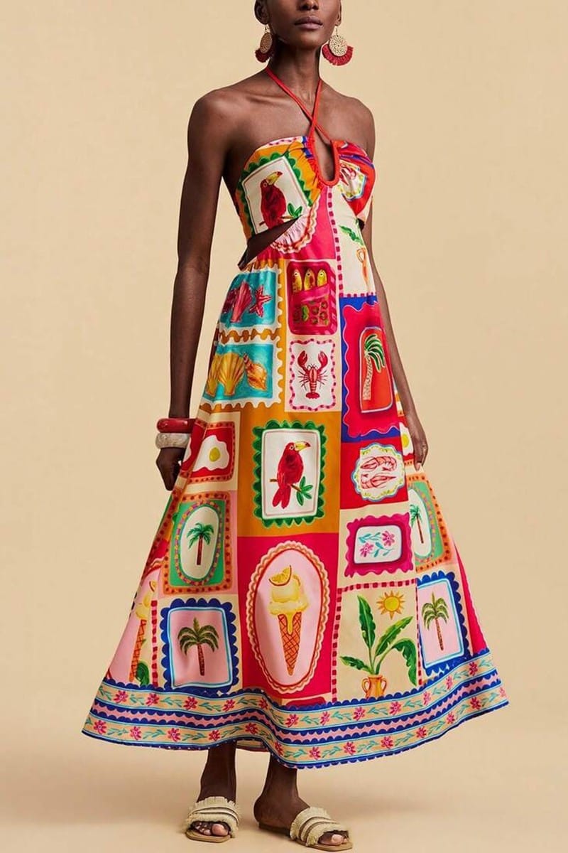 Tropical maxi dress detail view - Epicplacess