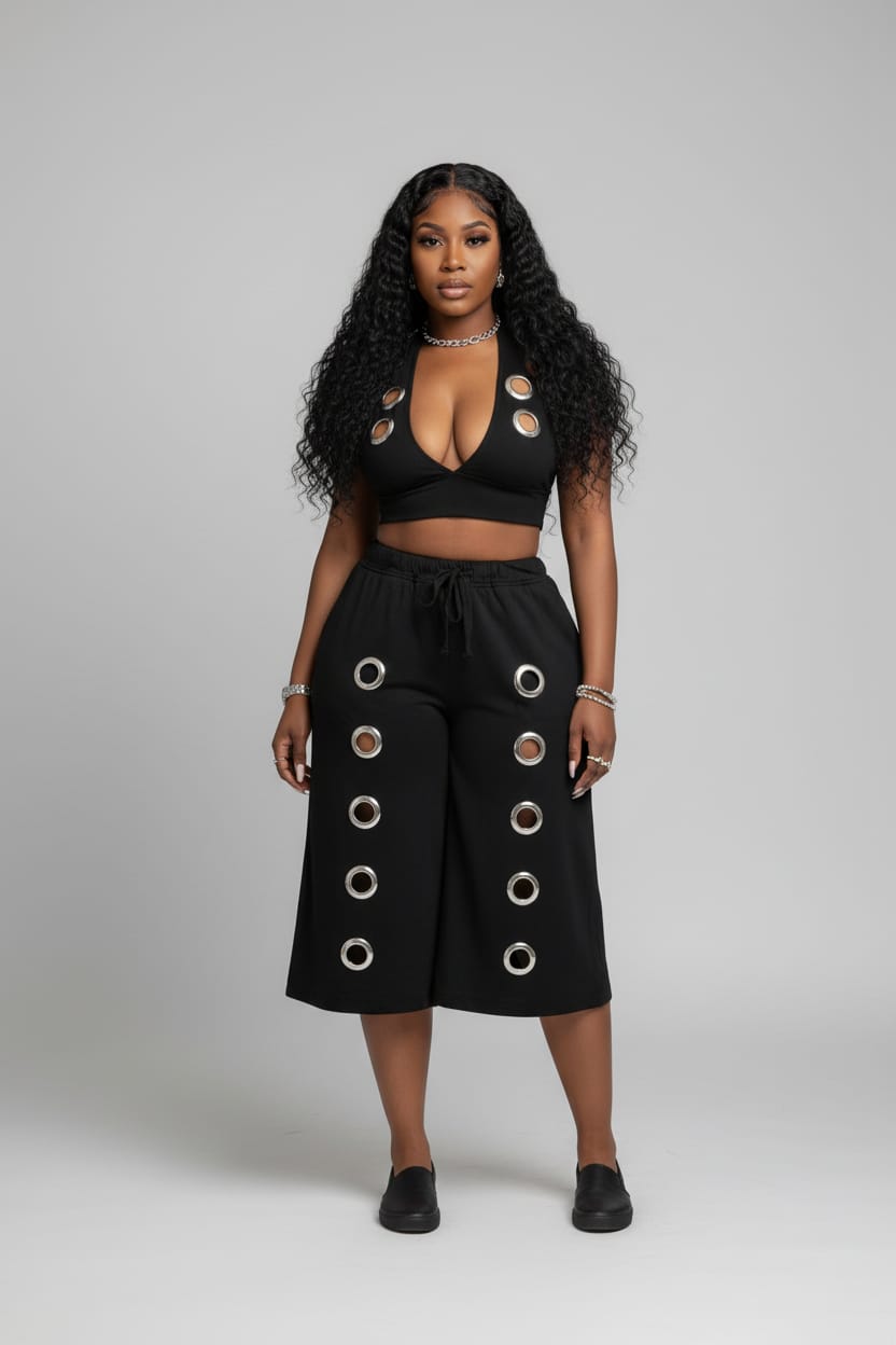 Black culotte two-piece set - Epicplacess