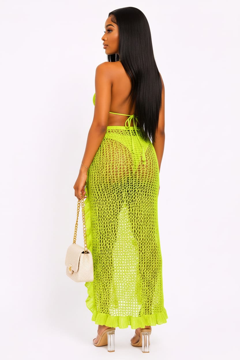 Lime skirt set outfit view - Epicplacess
