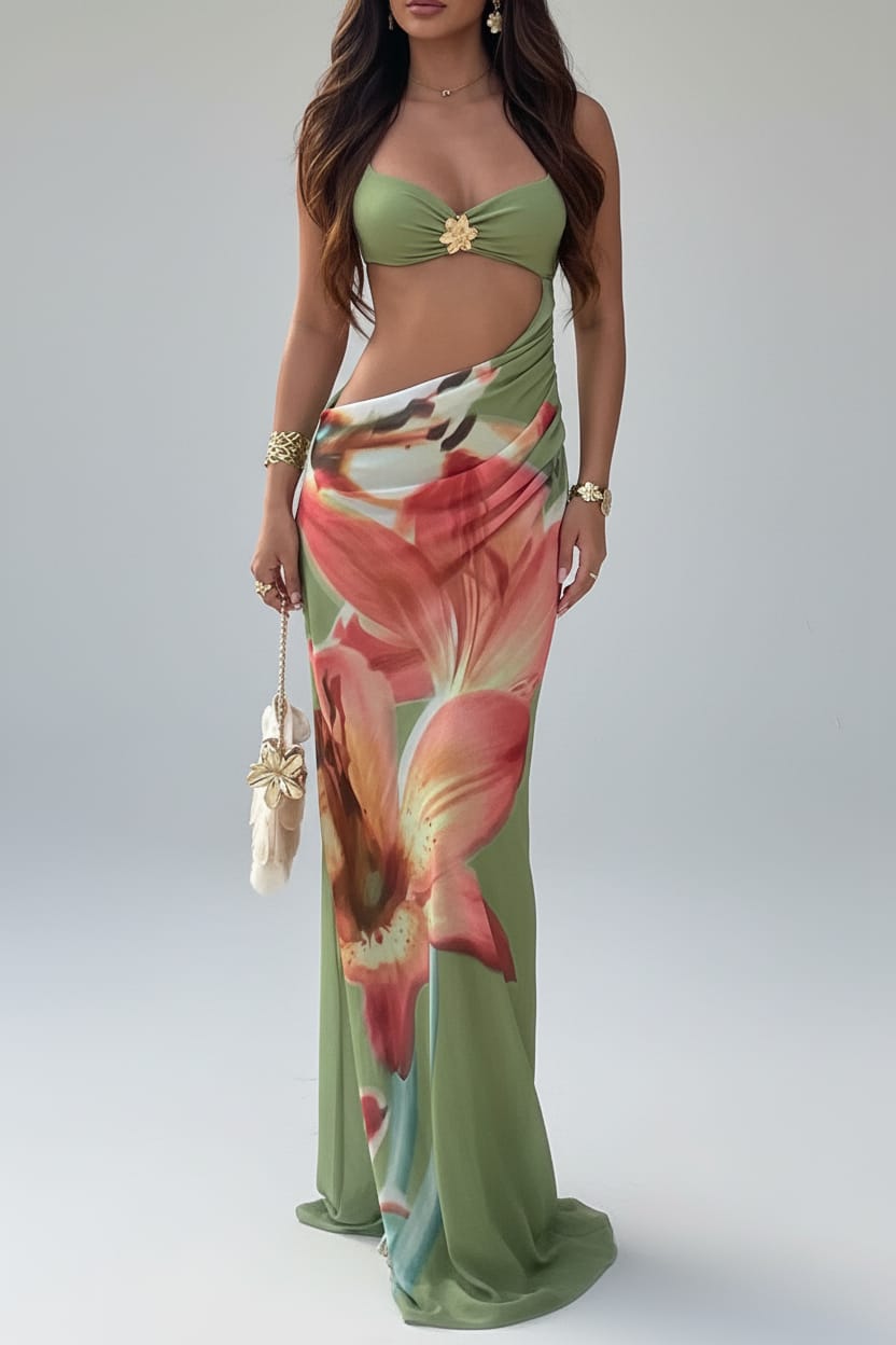 Floral skirt set outfit view - Epicplacess