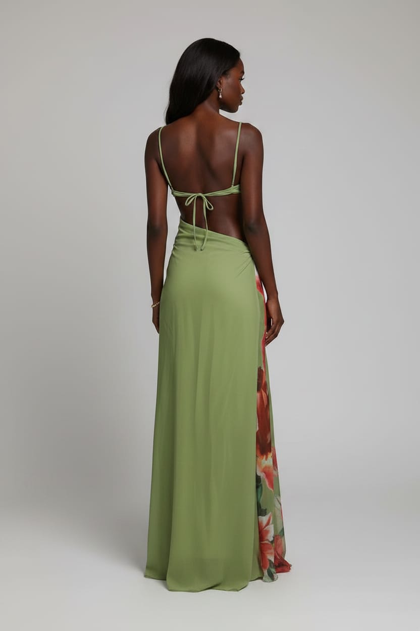 Green floral skirt set detail - Epicplacess