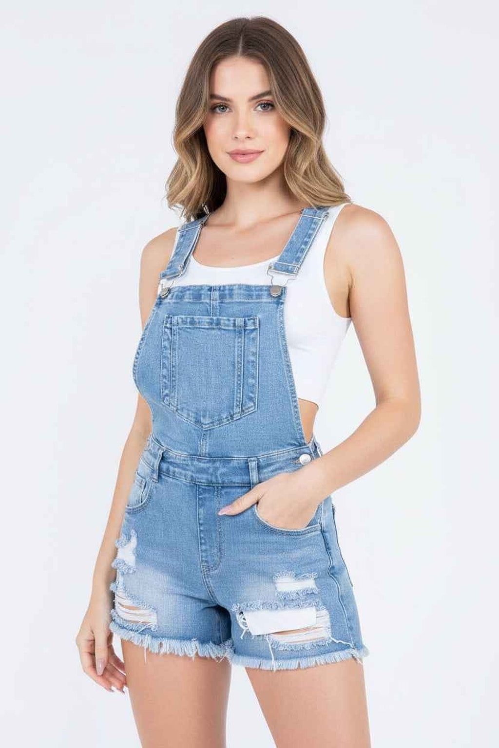 Blue overalls outfit view - Epicplacess