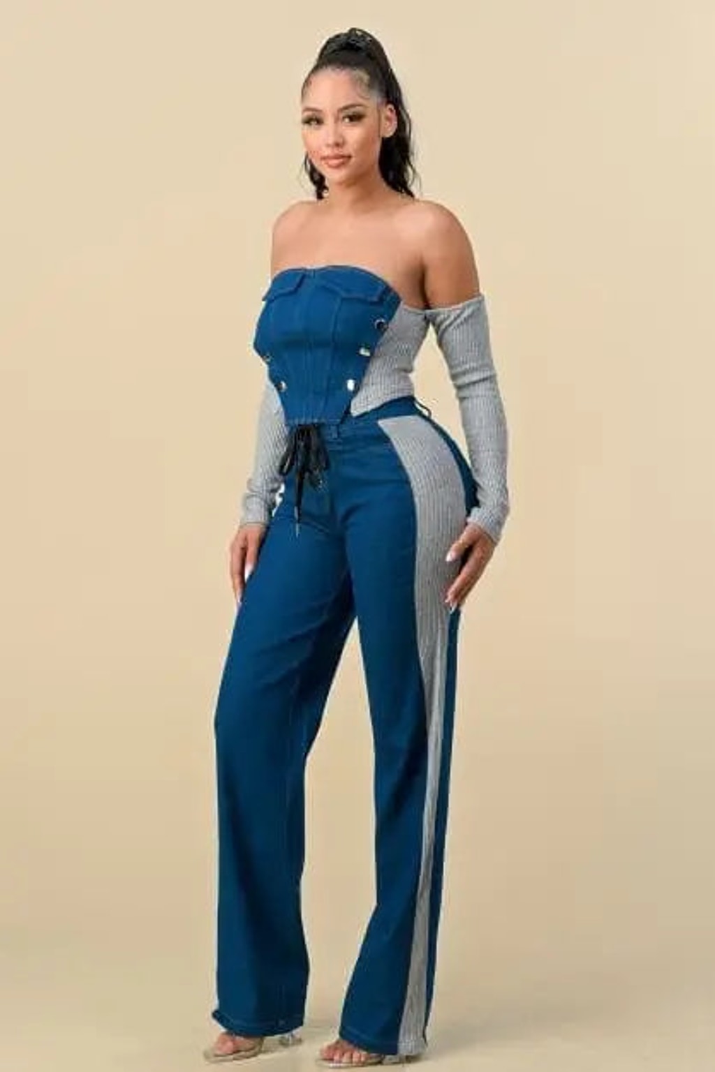 Denim top and jeans set - Epicplacess