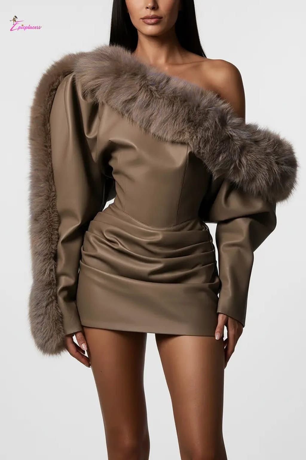 Faux leather mini dress detail - Epicplacess