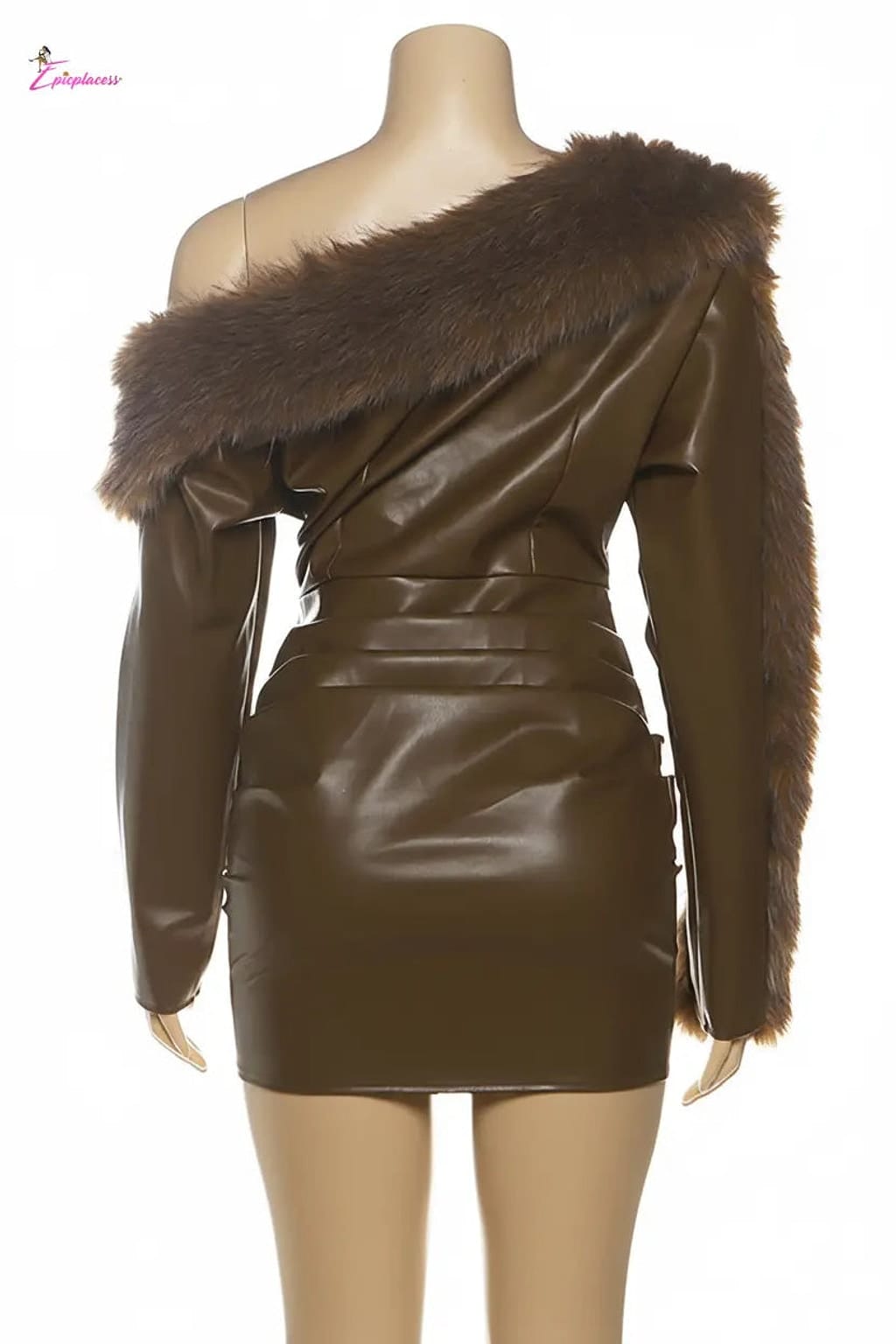 Faux leather mini dress front view - Epicplacess