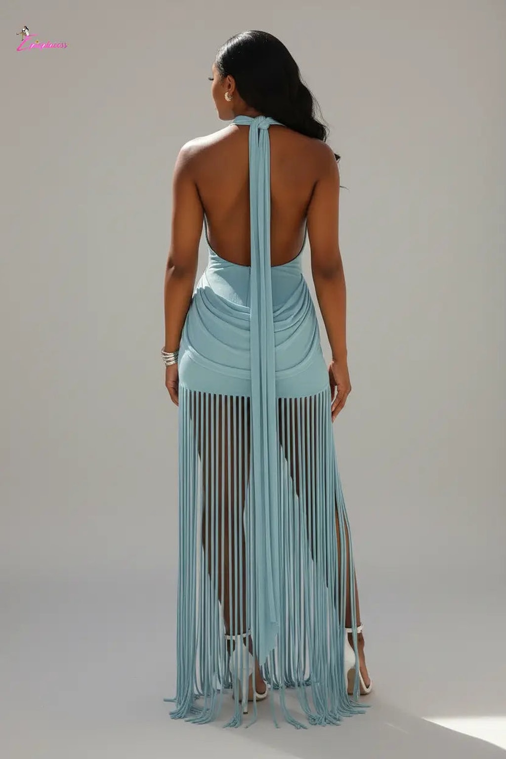 Fringe maxi dress back view - Epicplacess