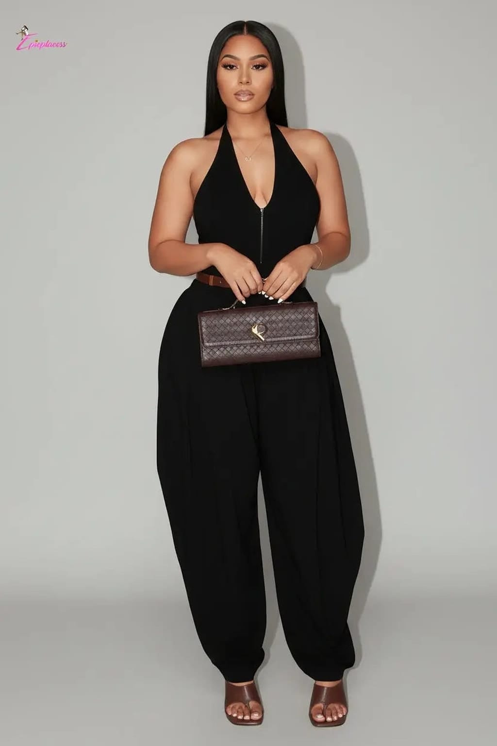 Wide-leg jumpsuit front view - Epicplacess