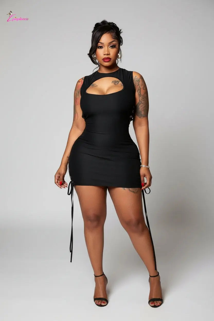 Black Lace-Up Corset Mini Dress Epicplacess