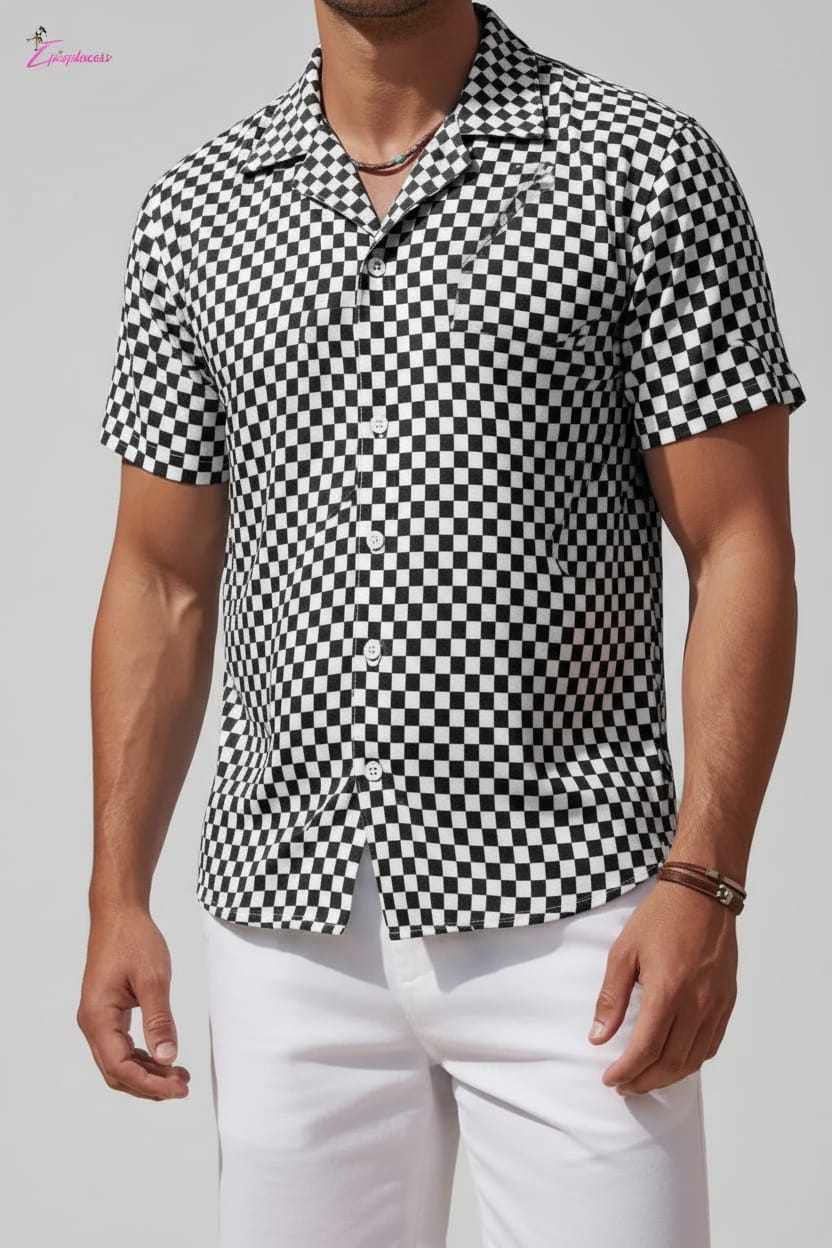Checkerboard shirt front view - Epicplacess