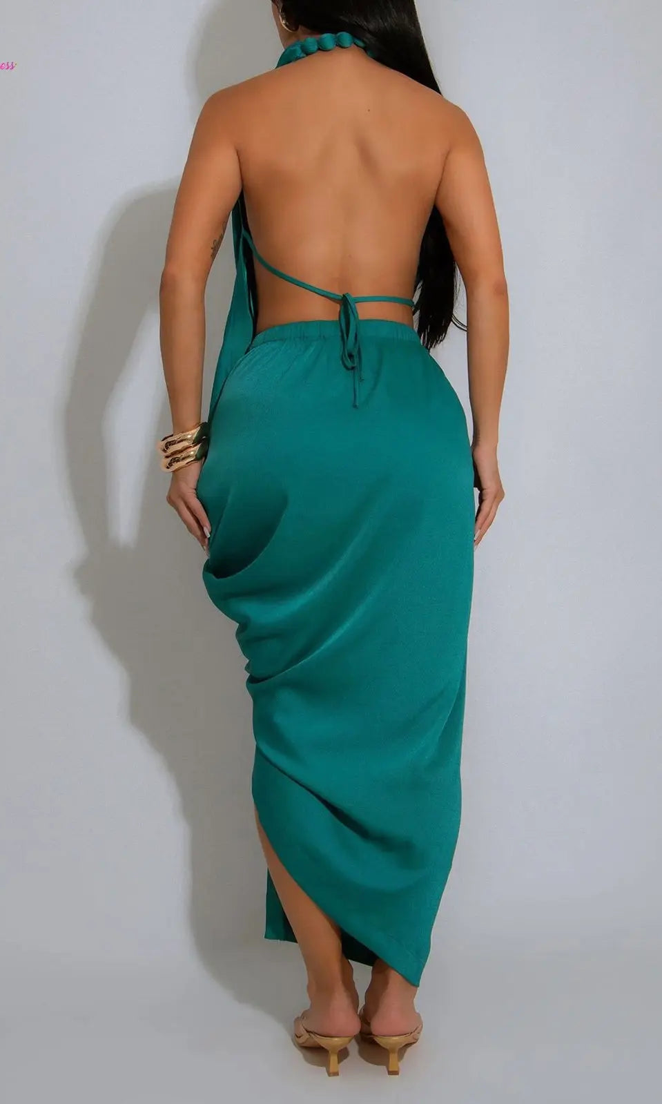 Draped Cowl Neck Halter Maxi Dress - Epicplacess