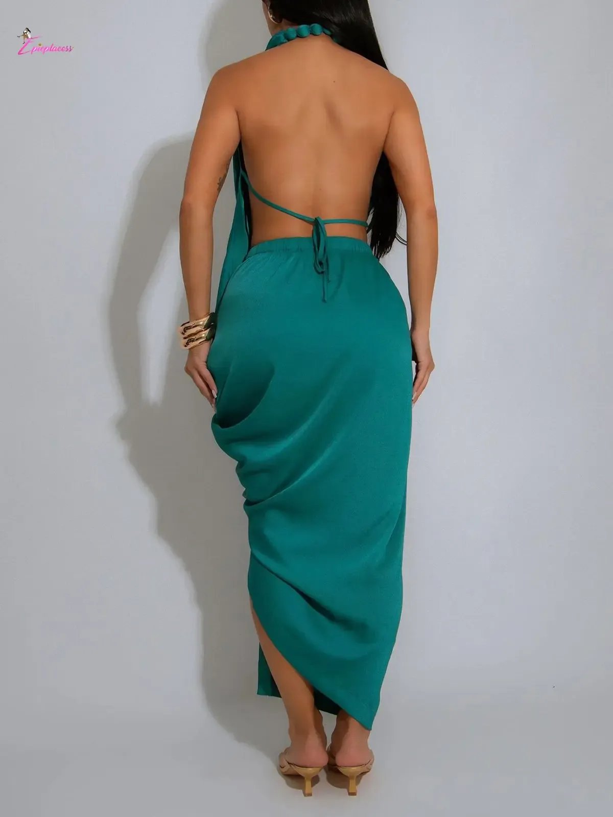 Draped maxi dress back view - Epicplacess