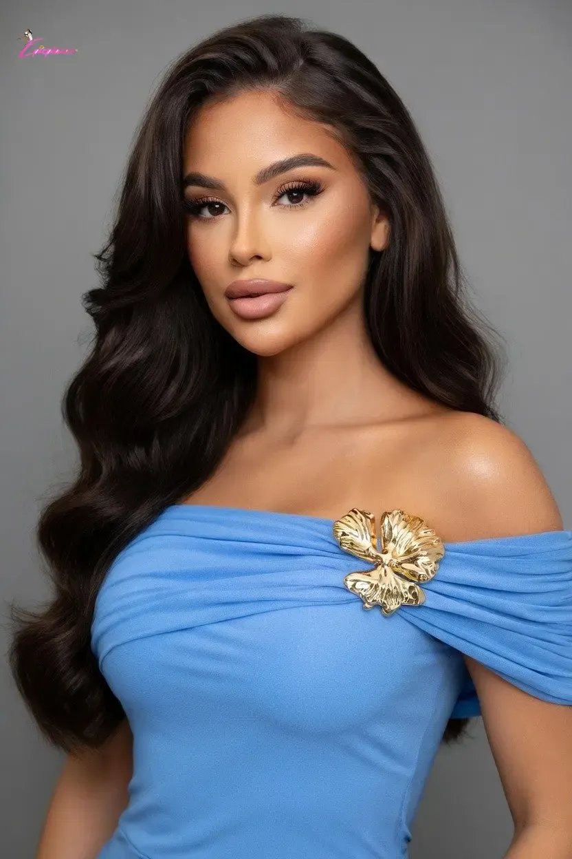 Gold brooch dress style view - Epicplacess