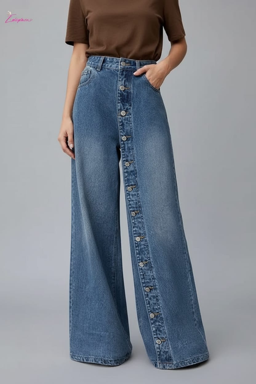 Blue wide-leg jeans - Epicplacess