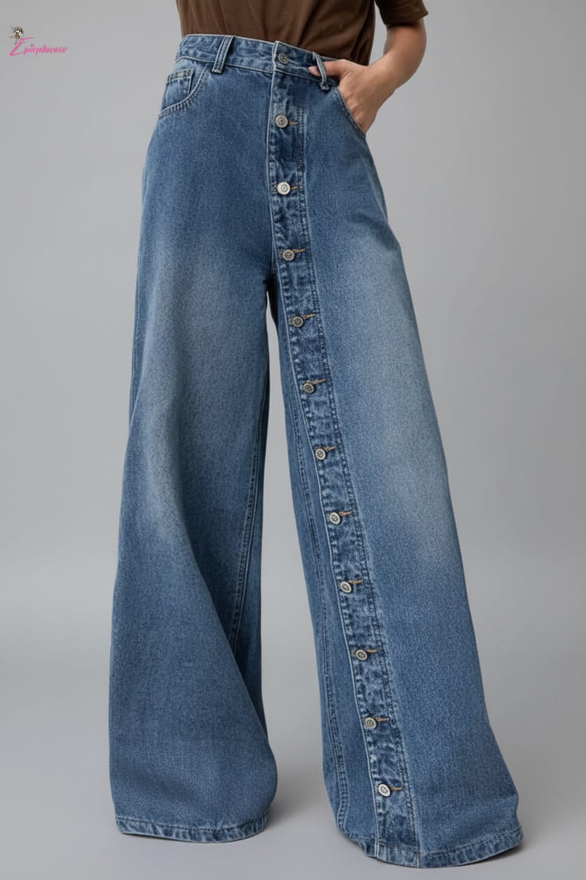 Wide-leg jeans front view - Epicplacess