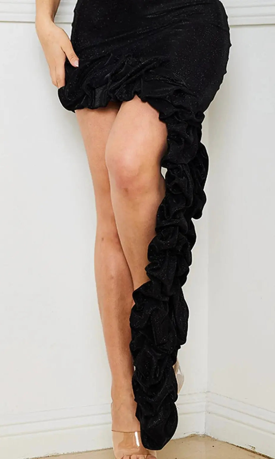 Dazzle Doll Glitter Maxi Dress - Black - Epicplacess