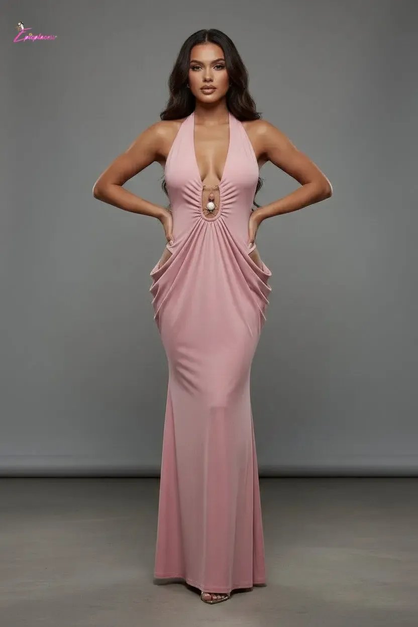 Halter maxi dress outfit view - Epicplacess
