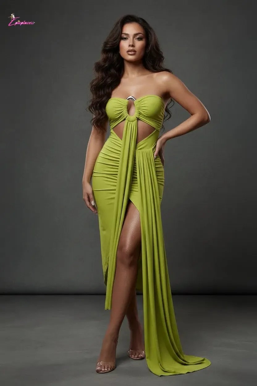 Ring-detail ruched midi dress - Epicplacess