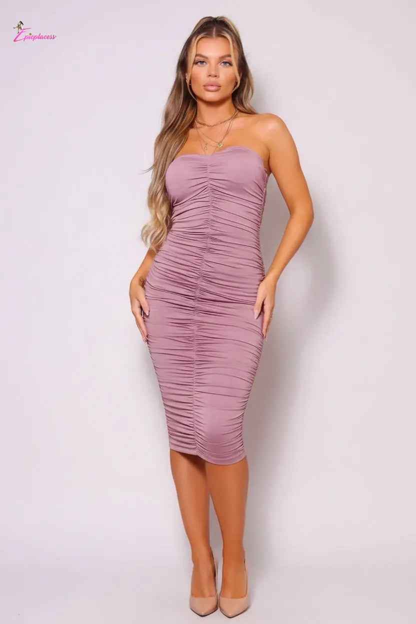 Strapless midi dress front view - Epicplacess