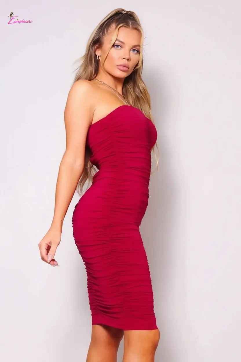 Ruched midi dress style view - Epicplacess