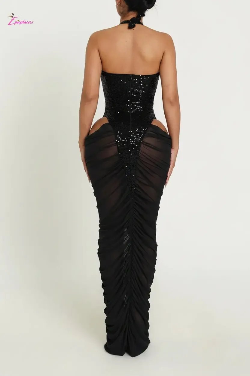 Sequin maxi dress back view - Epicplacess