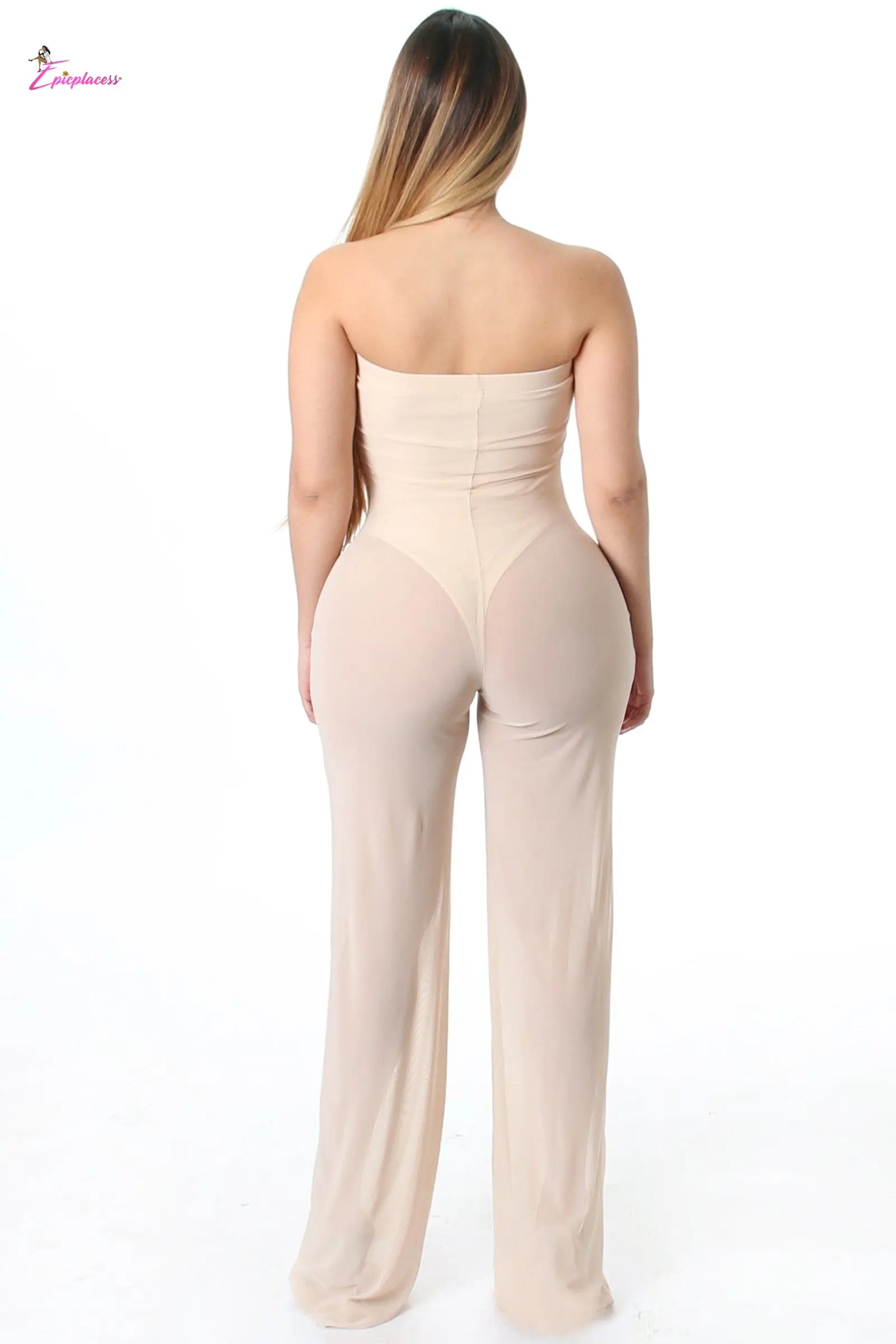 Strapless Sweetheart Bodysuit & Sheer Mesh Jumpsuit - Epicplacess