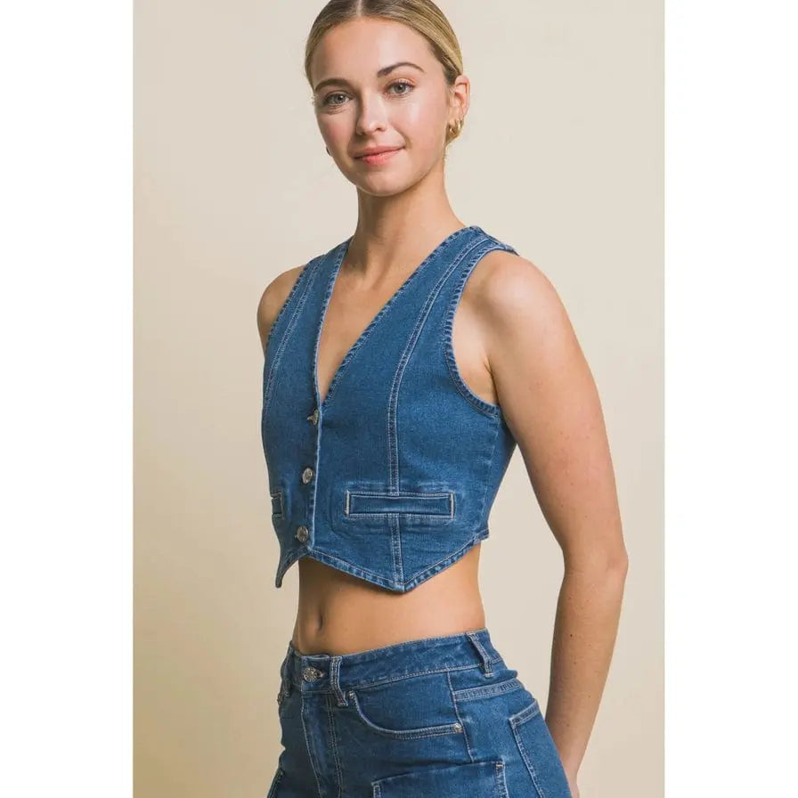 The Classic Women's Denim Cropped Top - Epicplacess