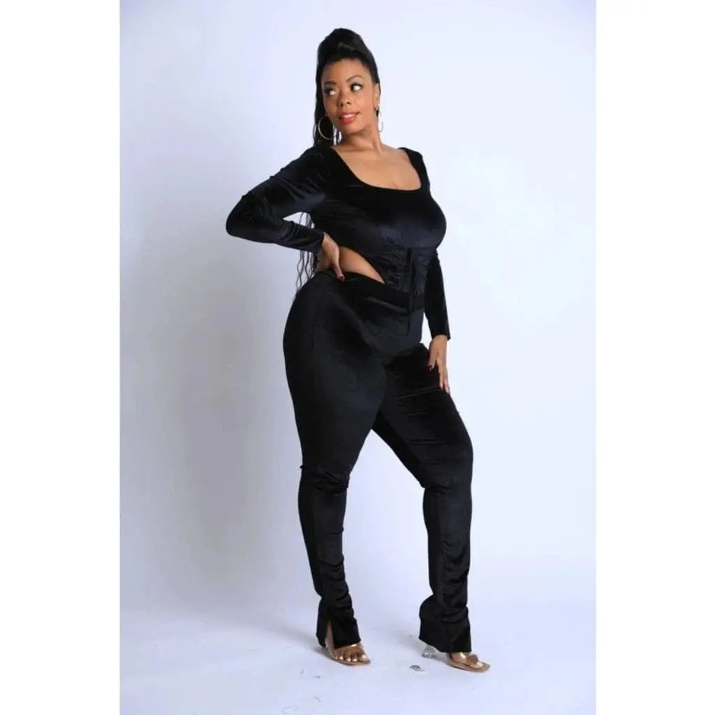 Weekend Ready Lineup Legging Set - Black Bodysuit Epicplacess