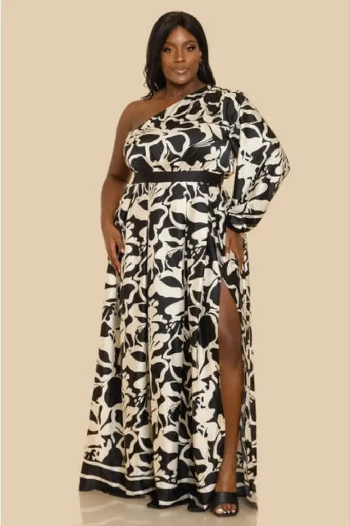 Boat Ride Ready One Shoulder maxi dress Black Dress Epicplacess 3X Black