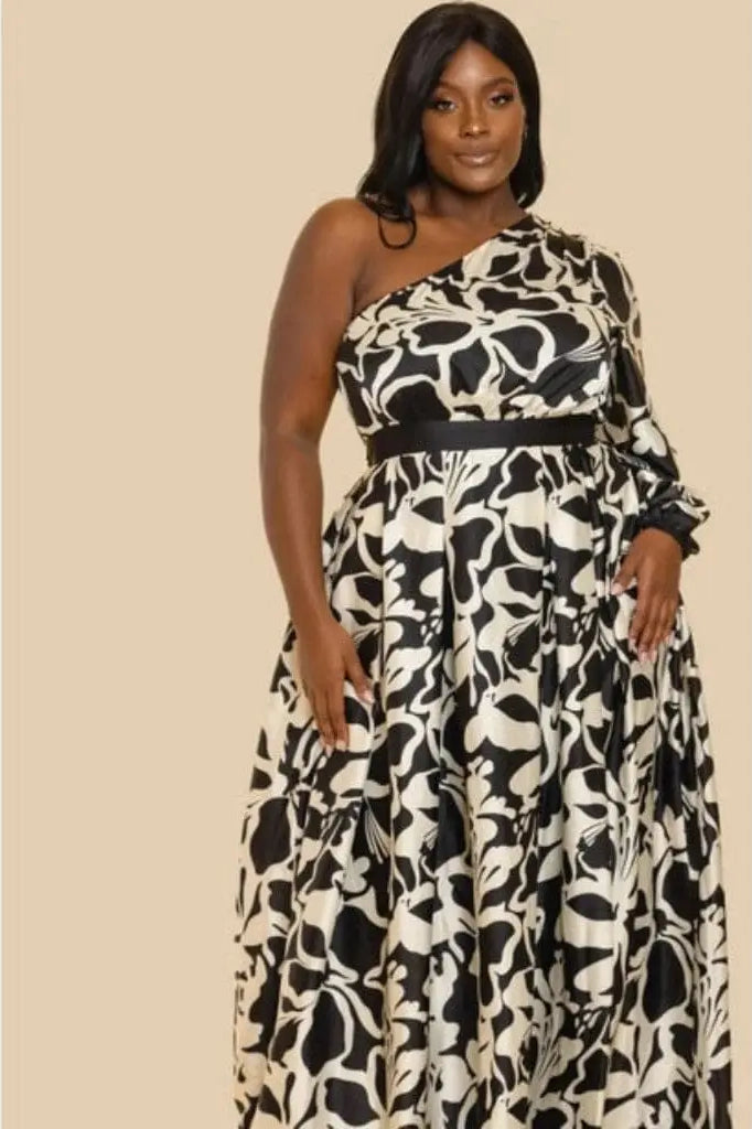 Boat Ride Ready One Shoulder Maxi Dress Black Dress Epicplacess 1X Black