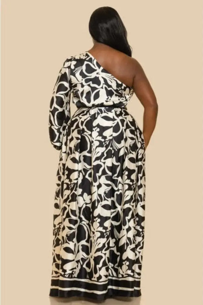 Boat Ride Ready One Shoulder Maxi Dress Black Dress Epicplacess 2X Black