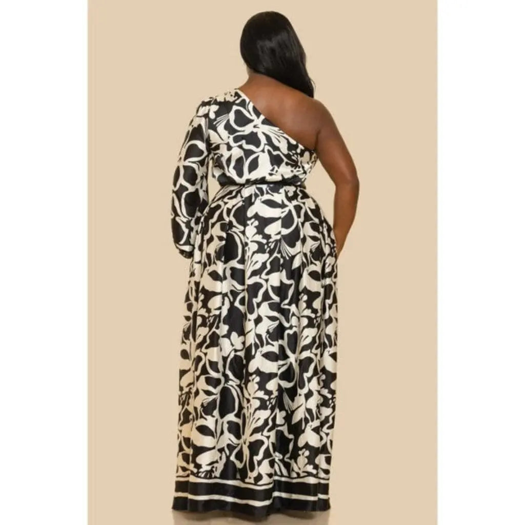 Boat Ride Ready One Shoulder Maxi Dress Black - Epicplacess