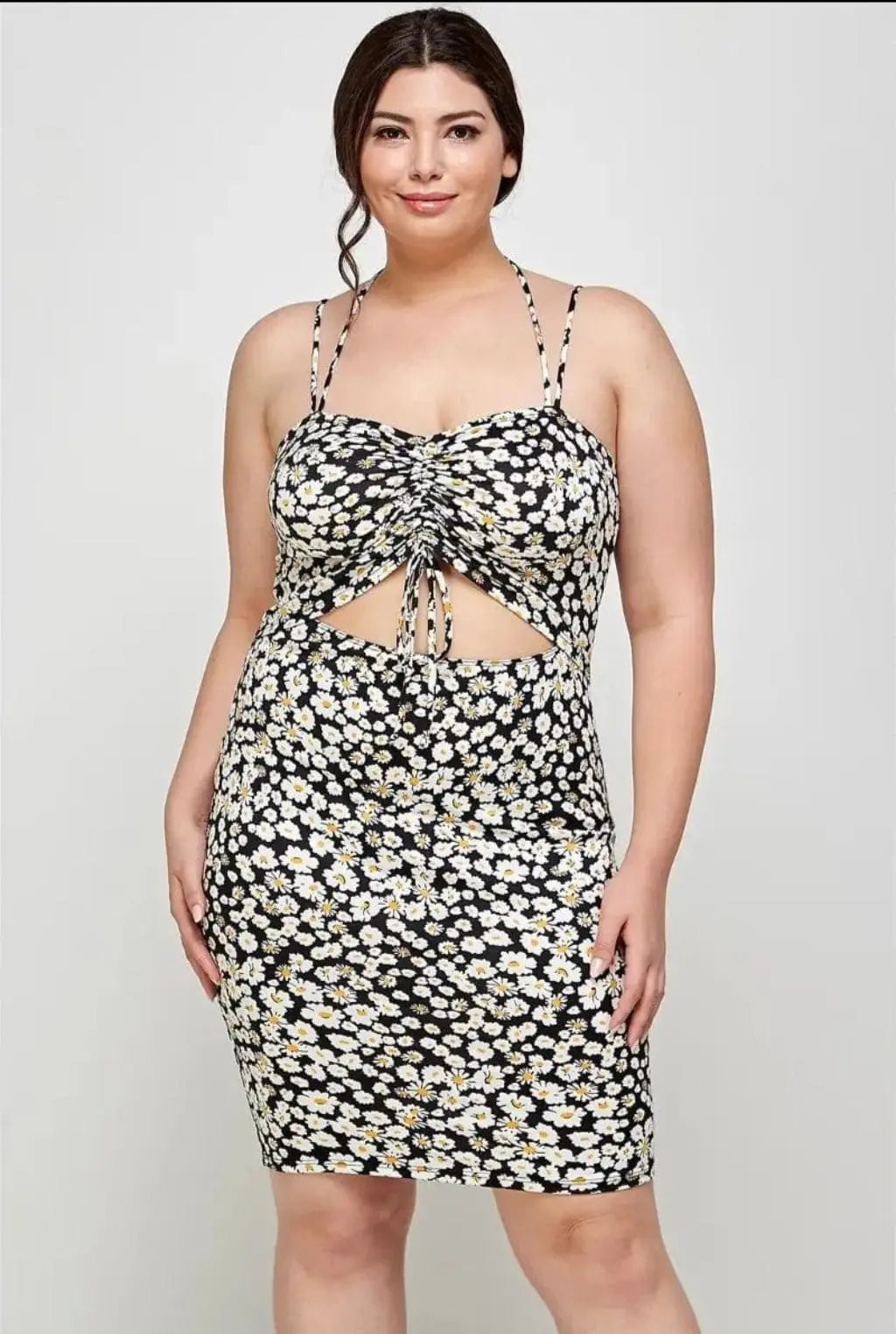 Floral Halter Midi Dress -Black - Epicplacess