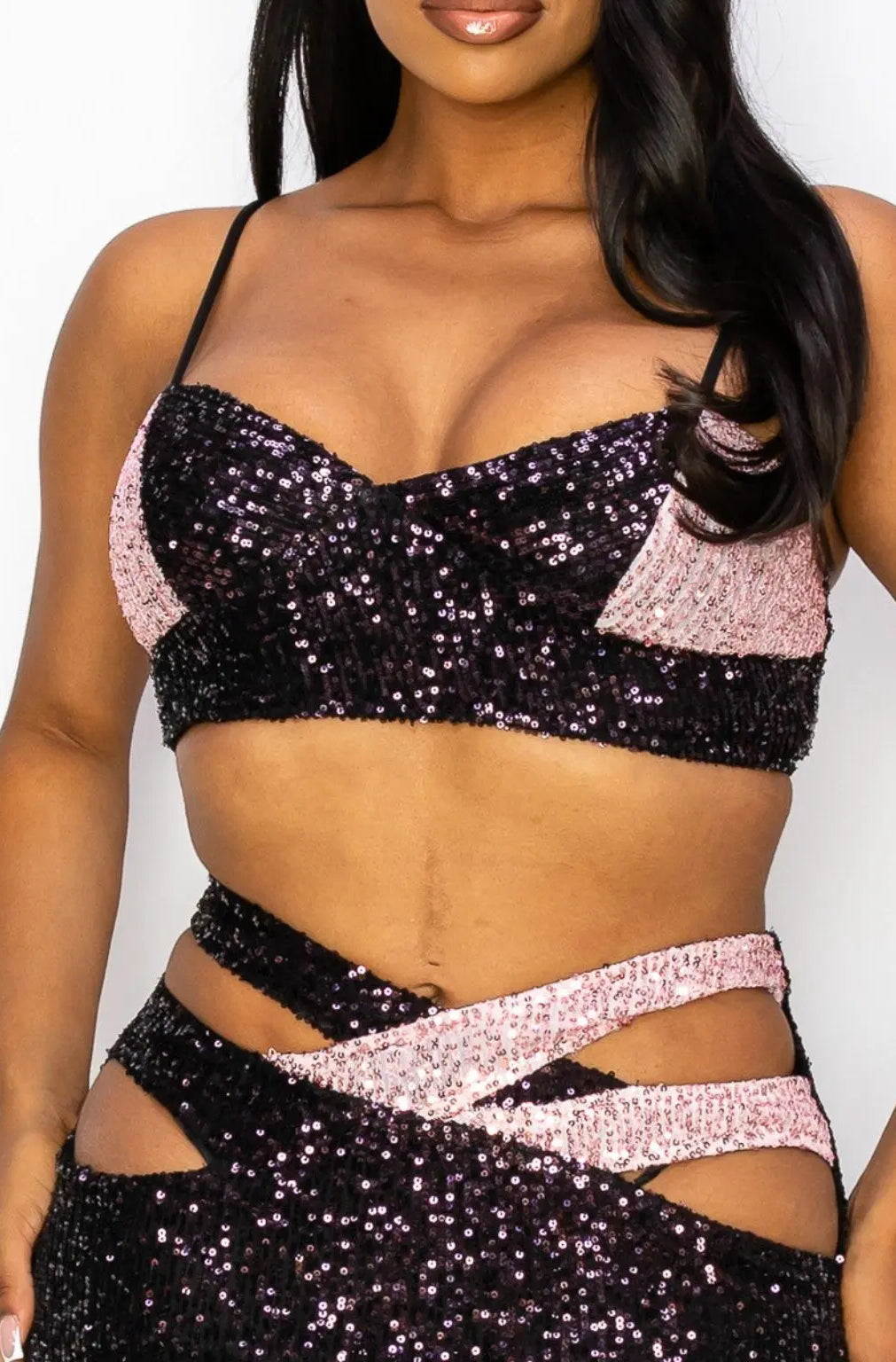 Cut Out Sequin Detail Sleeve Mini Dress - Epicplacess