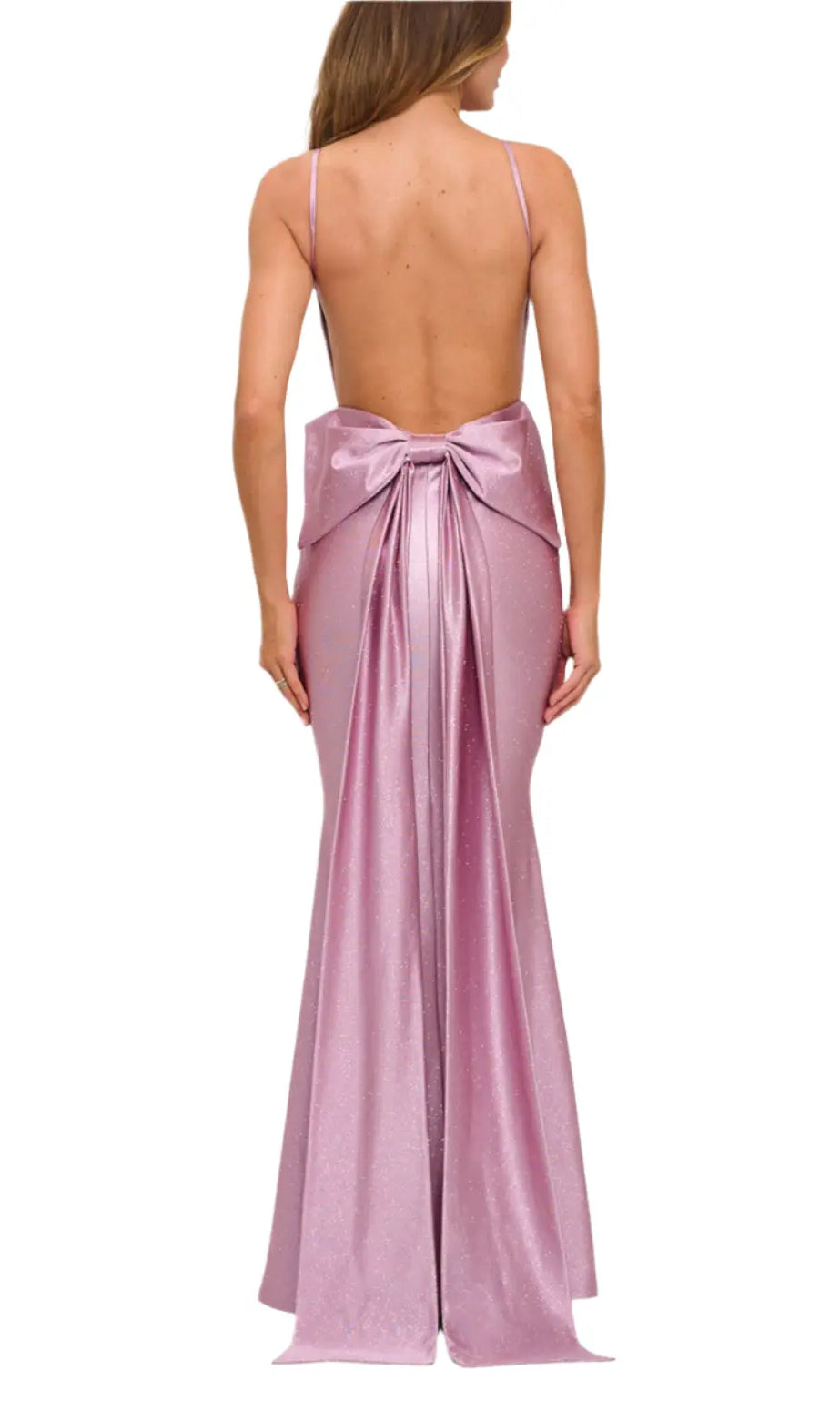 Bow Train Slinky Extreme Plunge Maxi Dress - Epicplacess