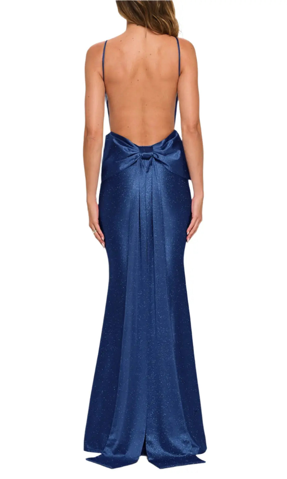 Bow Train Slinky Extreme Plunge Maxi Dress - Epicplacess